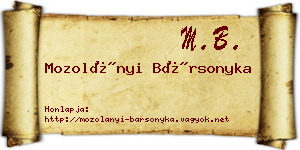 Mozolányi Bársonyka névjegykártya